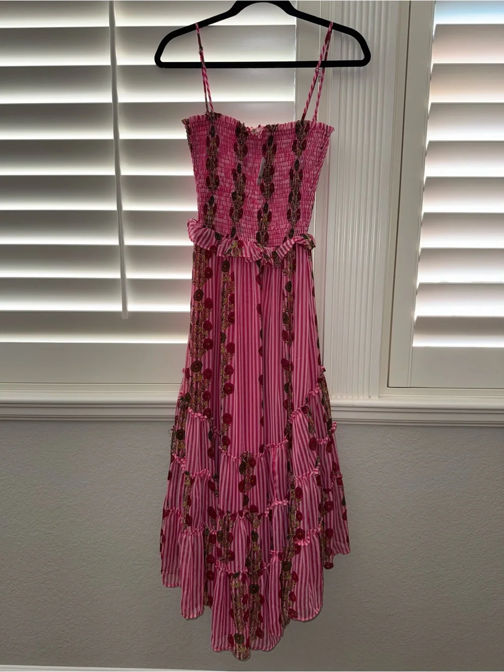 Free People Women's Alejandra Sleeveless Smocked Midi Dress Size XS Hot Pink
